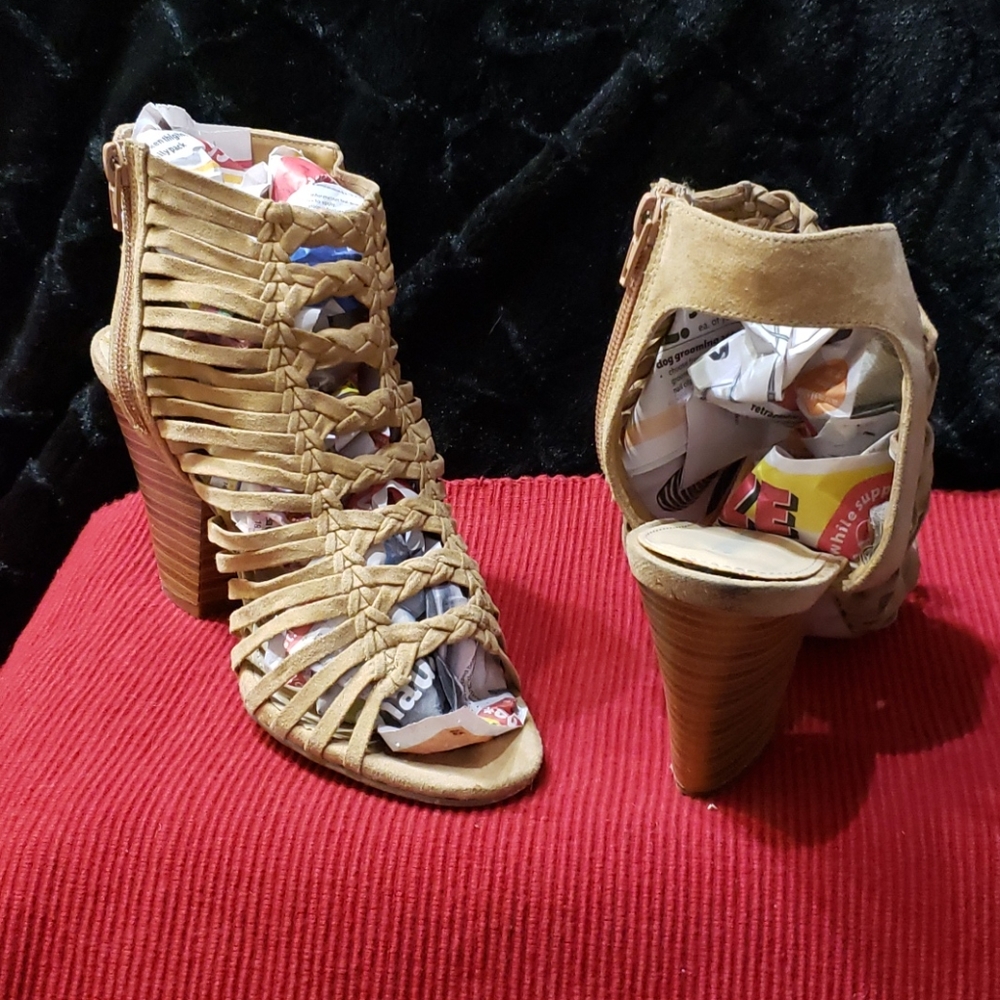 Camel colored heeled sandals